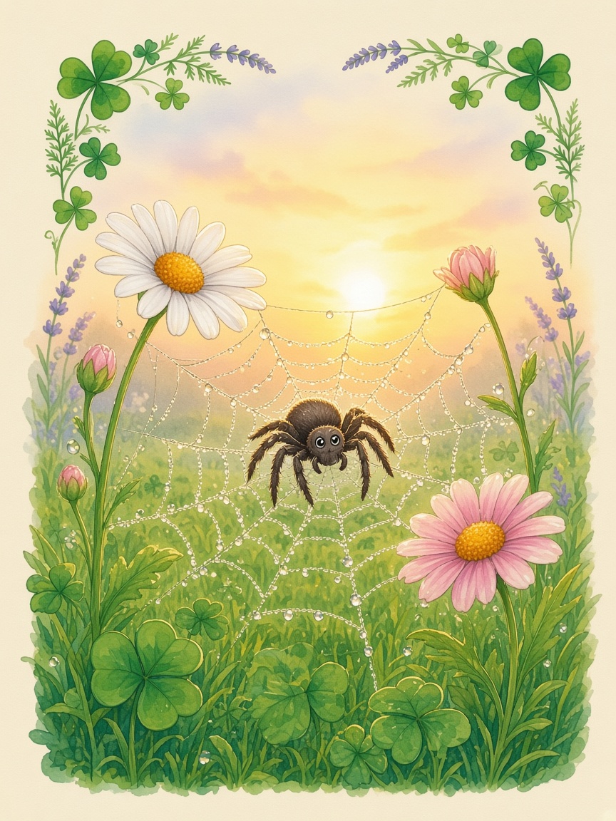 Watercolor of the spider for the number eight