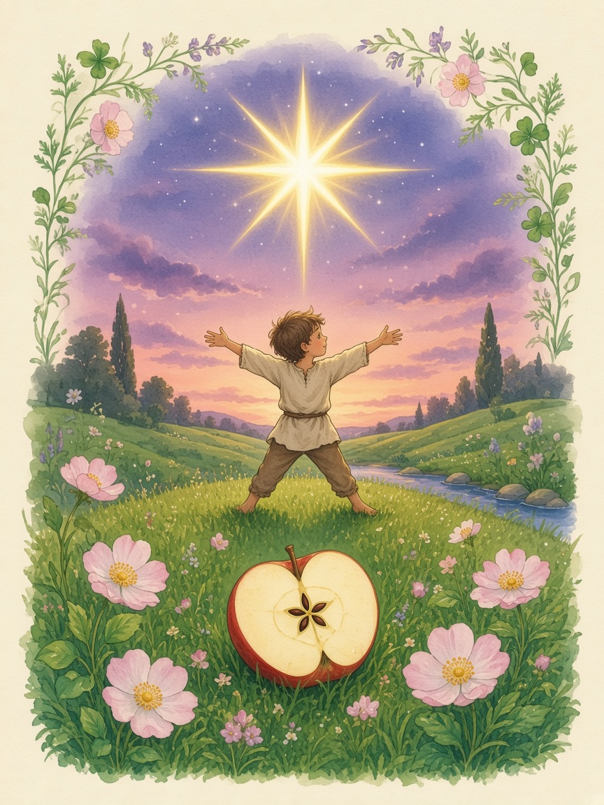 Watercolor of the star for the number five