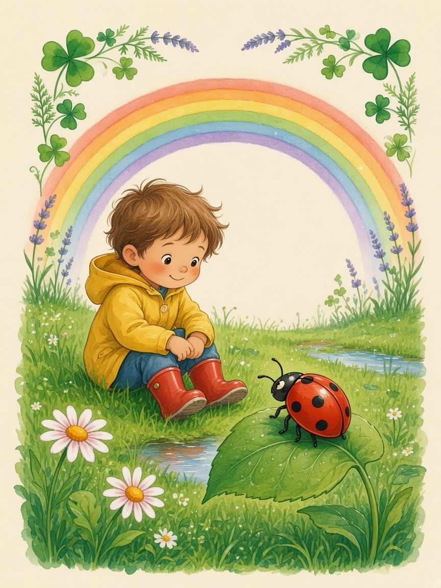 Watercolor of the rainbow for the number seven